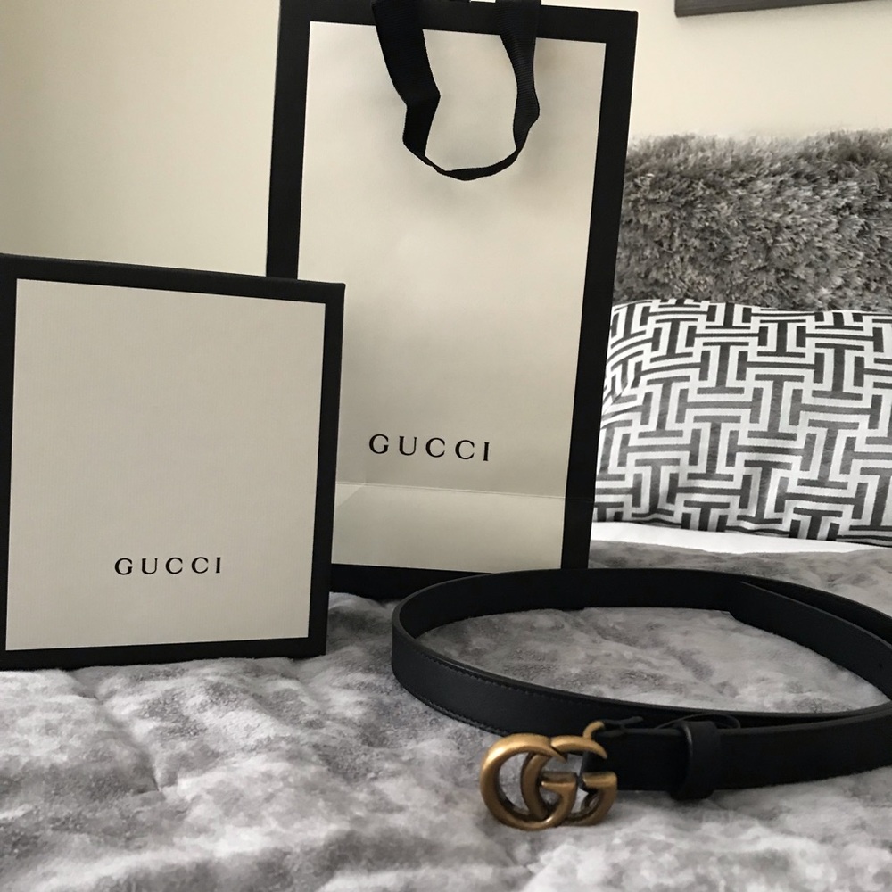 Gucci Black Belt with Gold Buckle
